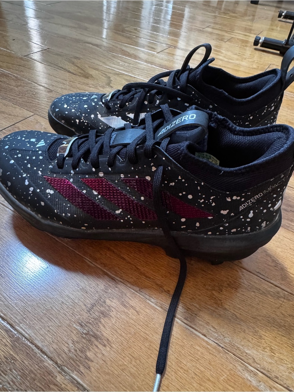 adidas Black Sneakers with Maroon Stripes and White Speckle